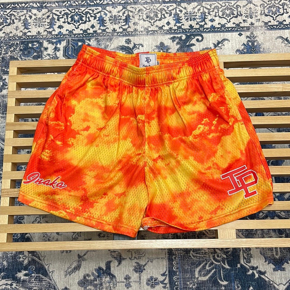 Inaka Power Orange & Yellow Tie-Dye Athletic Shorts